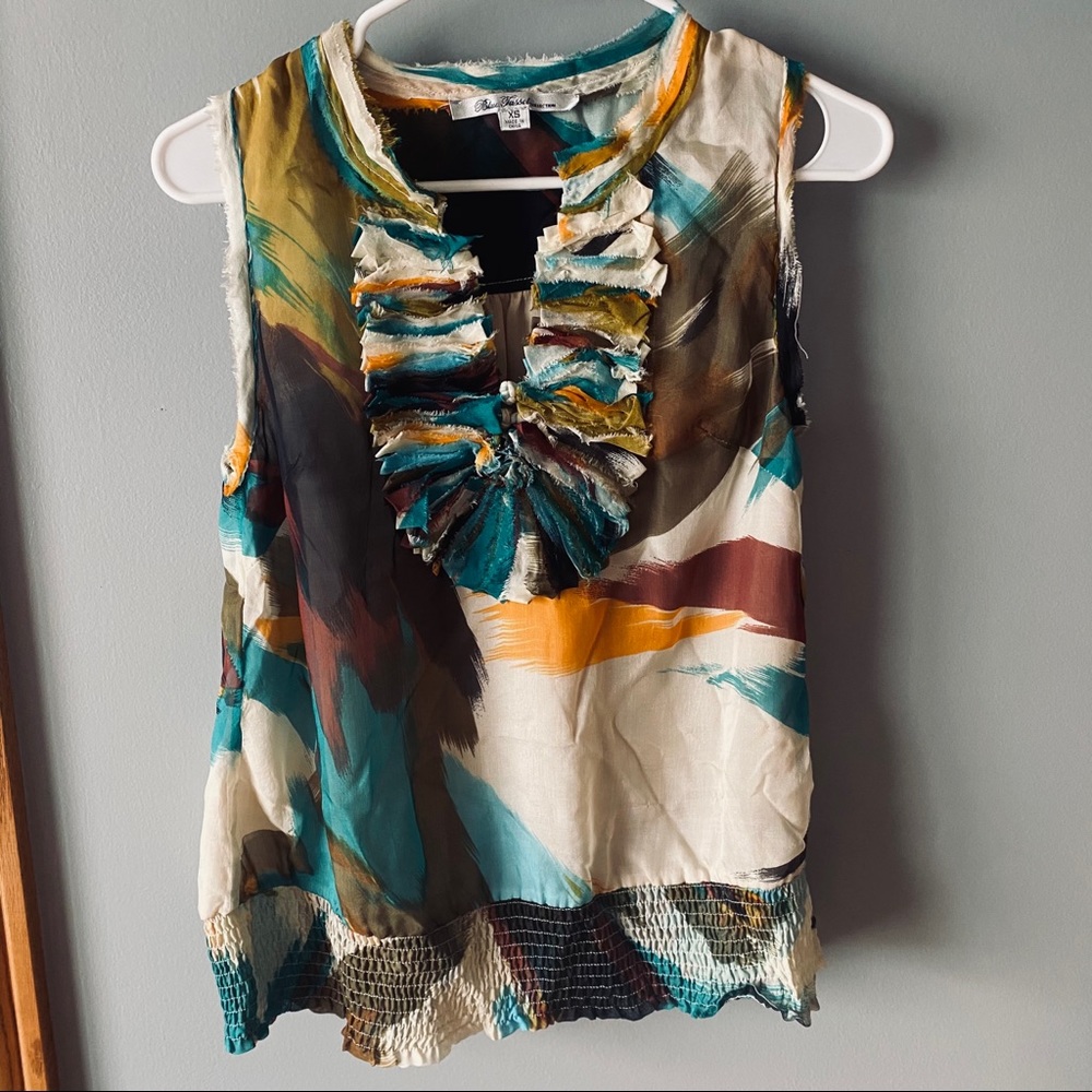 Blue Tassel Collection printed tank top